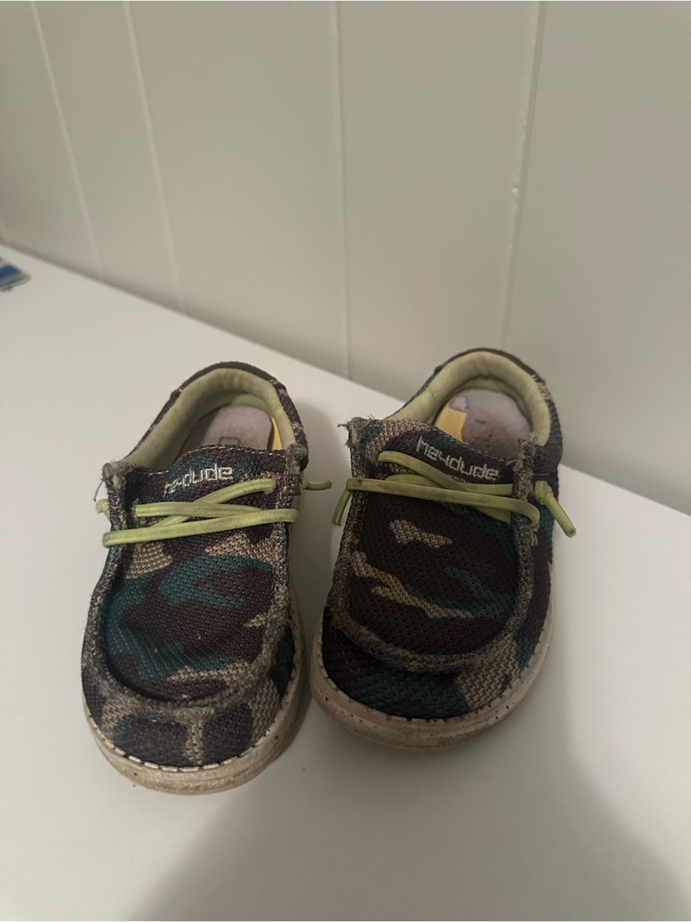 Hey Dude Kids Camouflage Slip-On Sneakers in Green and Brown